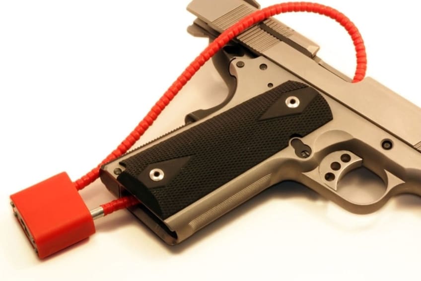 gun with lock wrapped around it