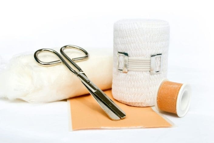 medical supplies laid out on a table
