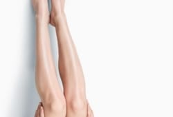 A photo of female legs isolated on a white background