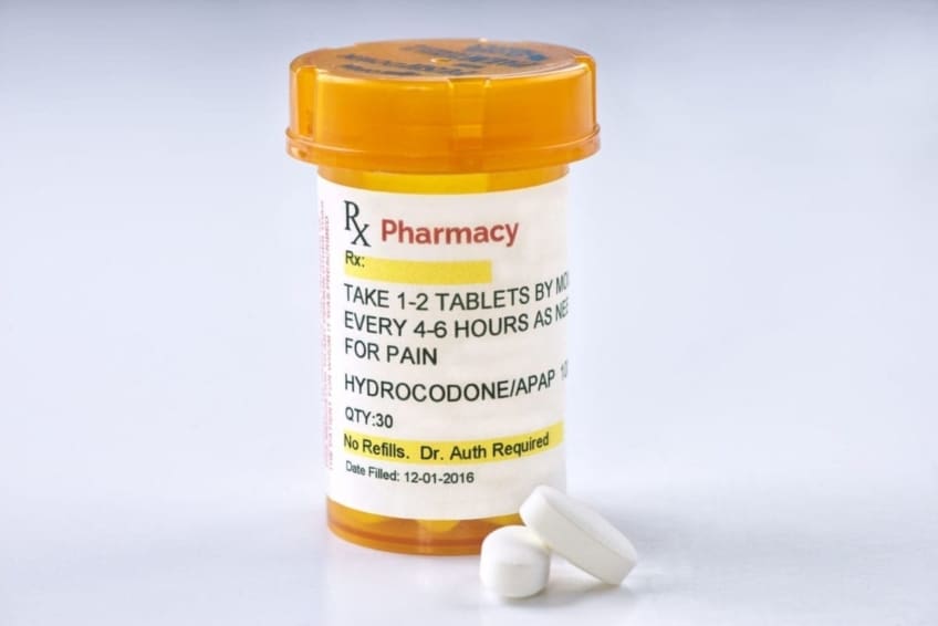 Hydrocodone prescription bottle