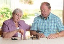 Seniors playing memory games