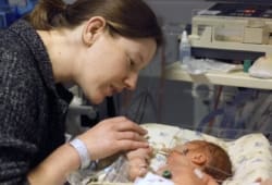 Mother with her premature baby