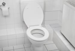 white toilet bowl in a clean hygienic bathroom