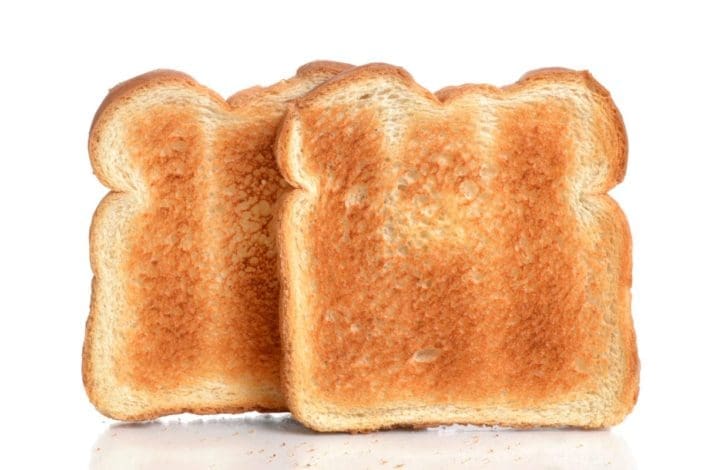 Toasted bread -- an example of what to eat after throwing up