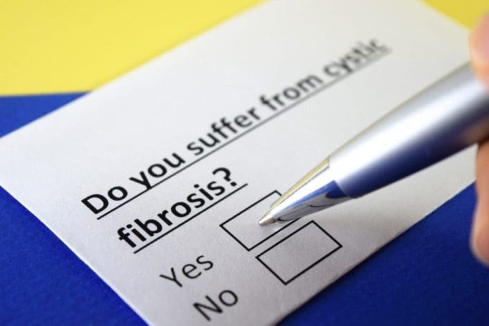 A questionnaire with the question, “Do you suffer from cystic fibrosis?” and yes/no checkboxes