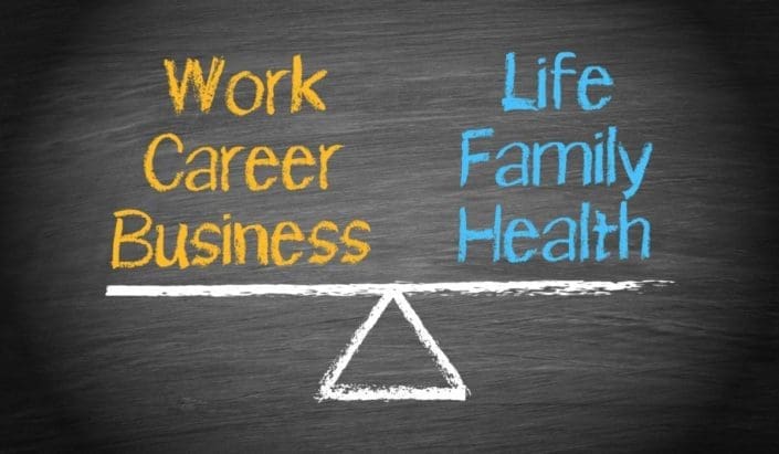 chalk drawing of scale showing work-life balance