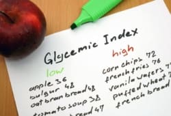 written list of foods with low and high glycemic index values